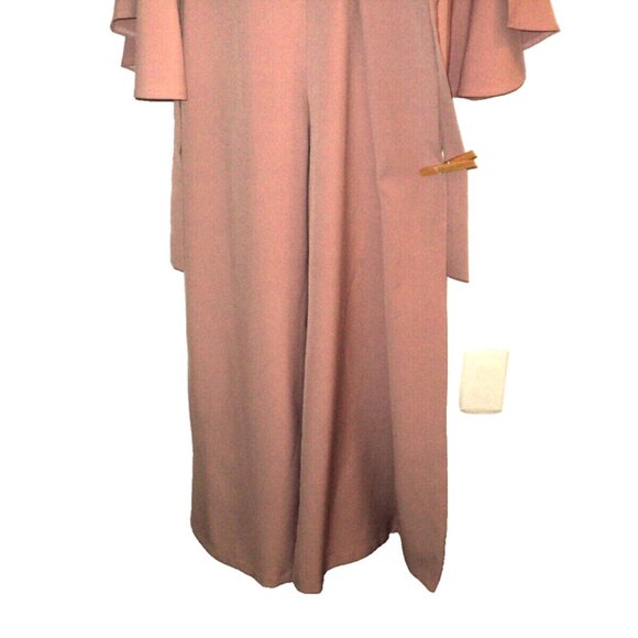 CBR Women's Size L Formal Jumpsuit Light Mauve Tie Belt Flare Sleeves Defect! - Picture 8 of 10